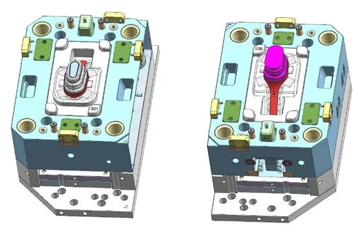 Split parallel injection mould