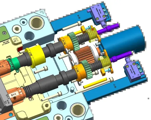 Robot vacuum part: slider with motor-driven unscrewing · view 3