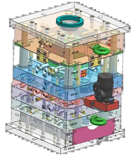 Unscrewing mould with motor drive · view 3